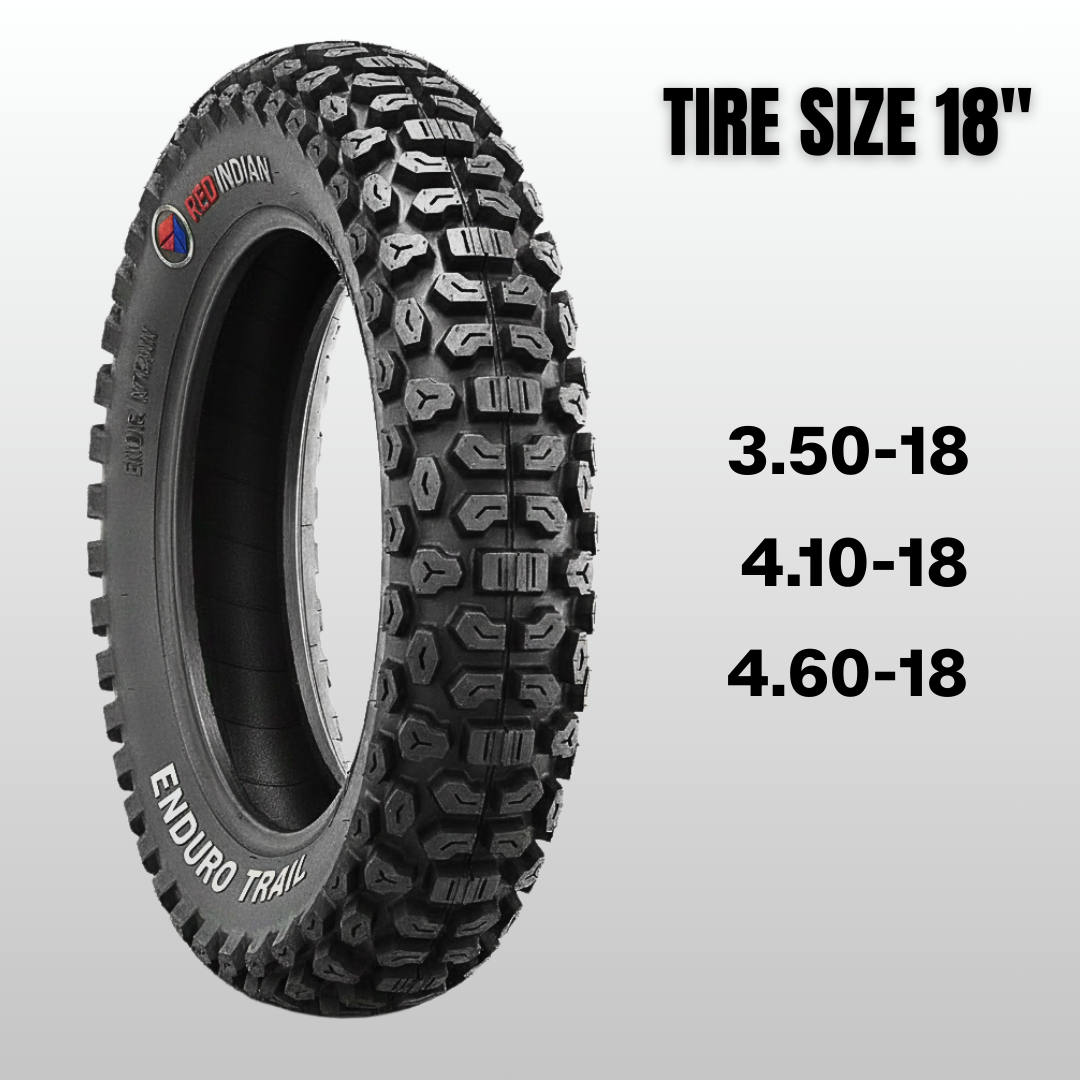 Enduro Trail tire with tread pattern and size information on a gray background