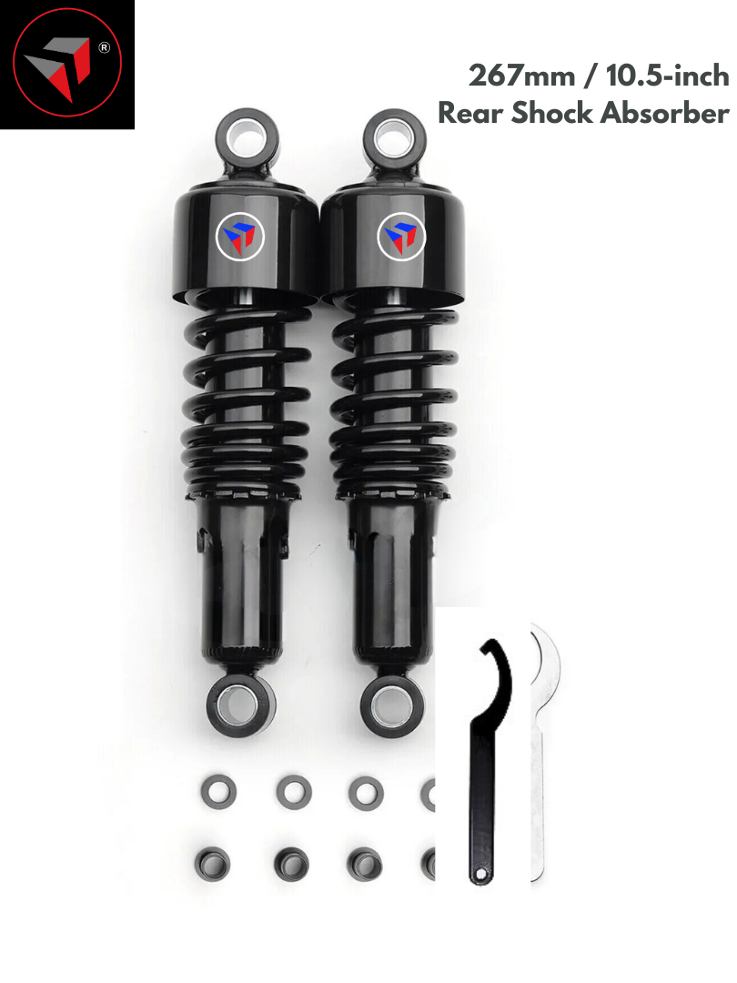 Motorcycle Rear Shock Absorbers | Lowering Kit | Adjustable Suspension Spring - (267mm 10.5-inch Rear Shock Absorber) Universal Aftermarket Custom Parts & Accessories