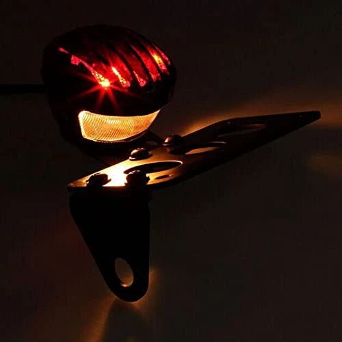 TL-5 Motorcycle Tail-Light Brake Light 12V Running Light Indicator - Black Shell w/ Red Halogen