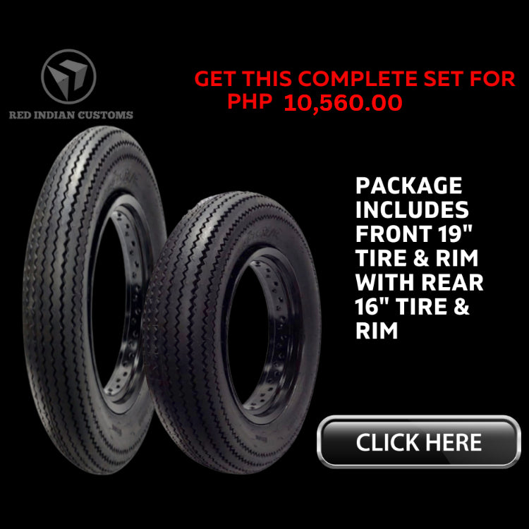 RED INDIAN COMPLETE WHEEL SET FOR BOBBERS AND CHOPPERS FRONT AND REAR ( FRONT 19" AND REAR 16")