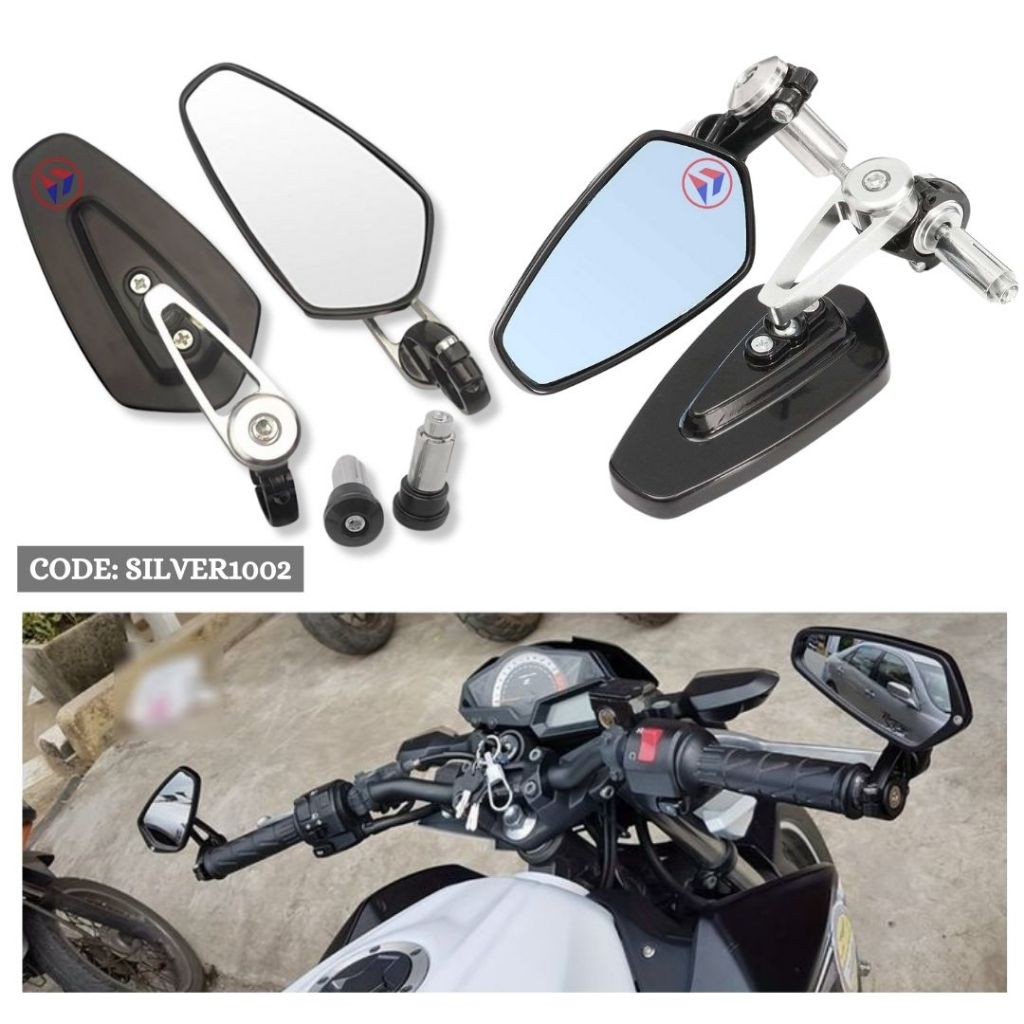 7/8" 22MM Motorcycle Handlebar Bar End Rear View Side Mirrors for Cafe Racer, Scooters, Dirt Bike
