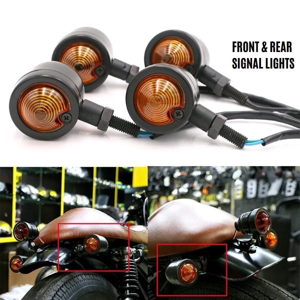 SIGNAL LIGHTS (2 PCS) BULLET HEAVY DUTY MOTORCYCLE TURN SIGNALS BLINKERS