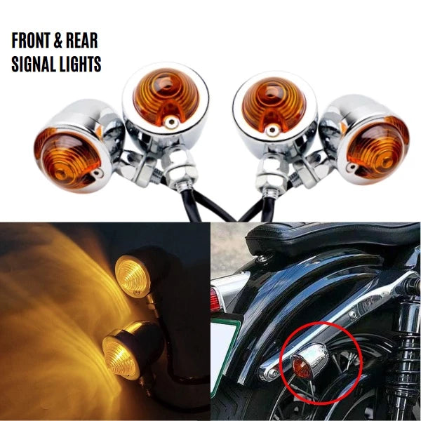 SIGNAL LIGHTS (2 PCS) BULLET HEAVY DUTY MOTORCYCLE TURN SIGNALS BLINKERS