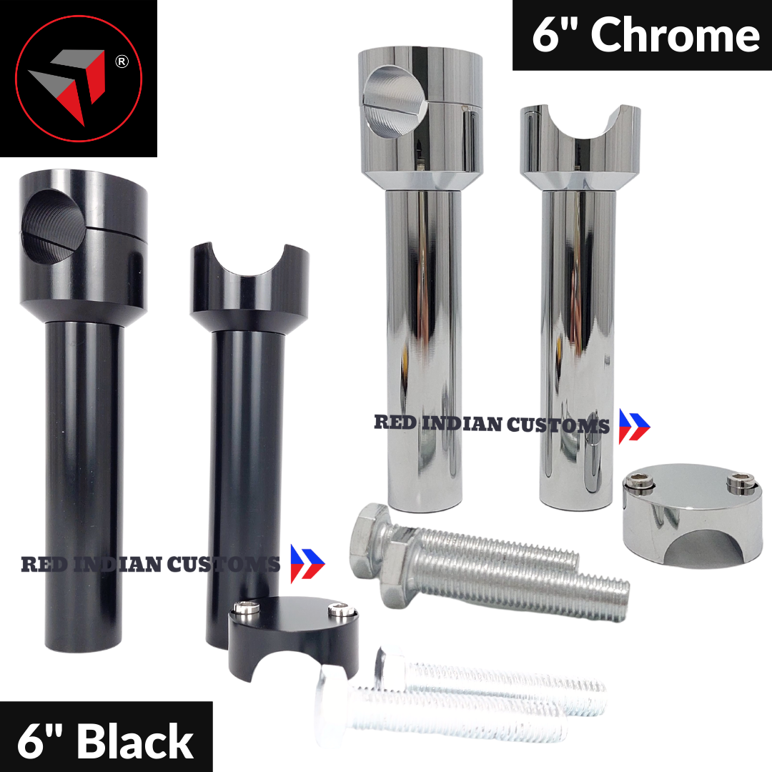 6 Inch Rise For 25mm 1 Inch Handlebar CNC Aluminum Motorcycle Handlebar Riser Clamp Kit