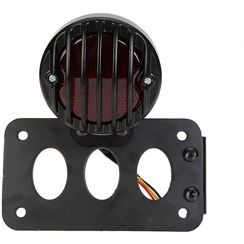 TL-5 Motorcycle Tail-Light Brake Light 12V Running Light Indicator - Black Shell w/ Red Halogen