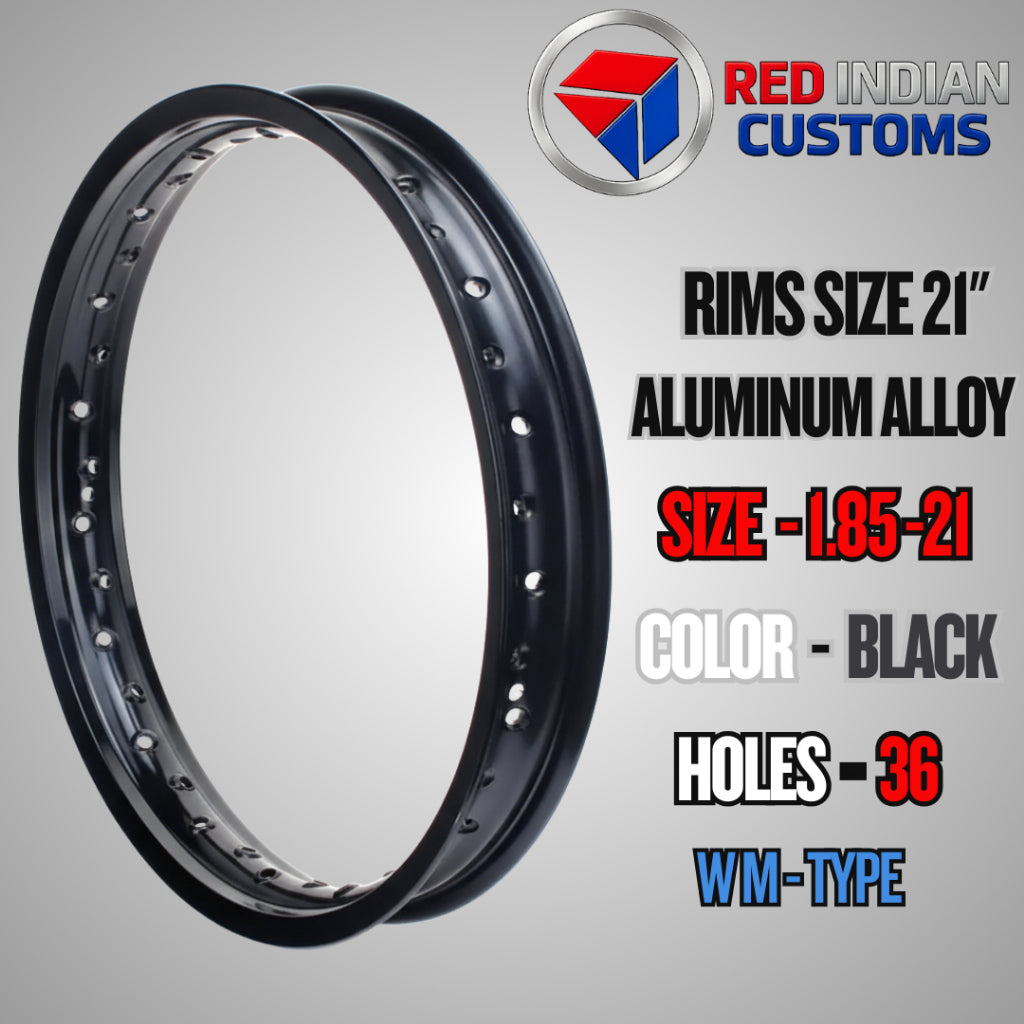 RED INDIAN RIM 21" 36 HOLES 1.85 (INCH) PREMIUM QUALITY T6 ALUMINUM RIMS FOR CUSTOM BOBBERS