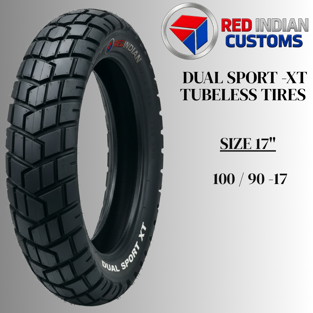 Dual Sport Motorcycle Tire 17" Tubeless Red Indian XT ON ROAD AND OFF ROAD- -SIZE 90 100 110 120 130 TMX 125 CR152 RUSI