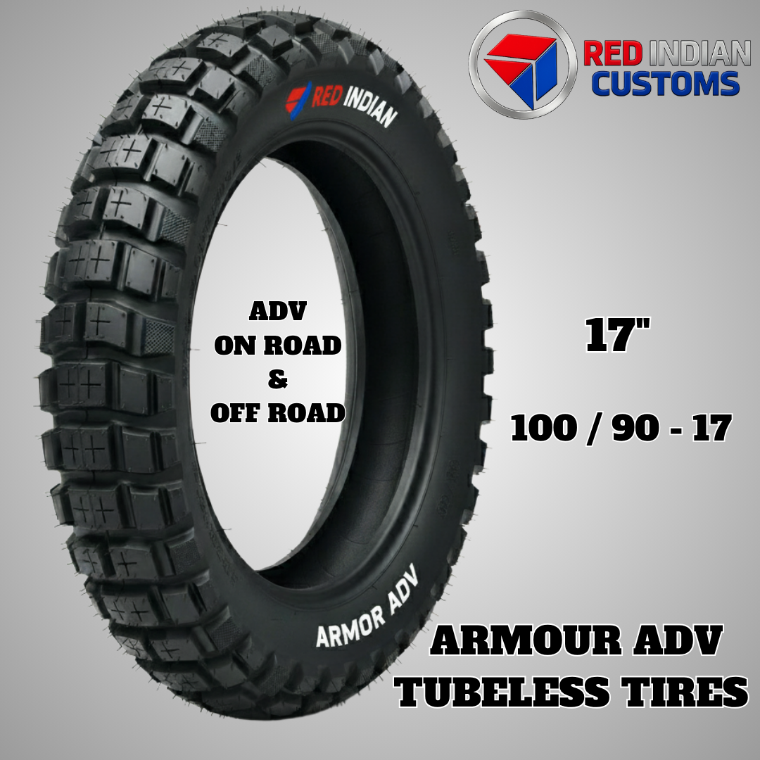 Dual Sport Tubeless  On & Off Road Touring ADV Motocross Enduro Trail Motorcycle  Tires - Red Indian Armor Series