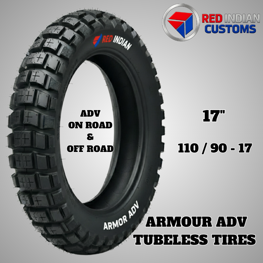 Dual Sport Tubeless  On & Off Road Touring ADV Motocross Enduro Trail Motorcycle  Tires - Red Indian Armor Series