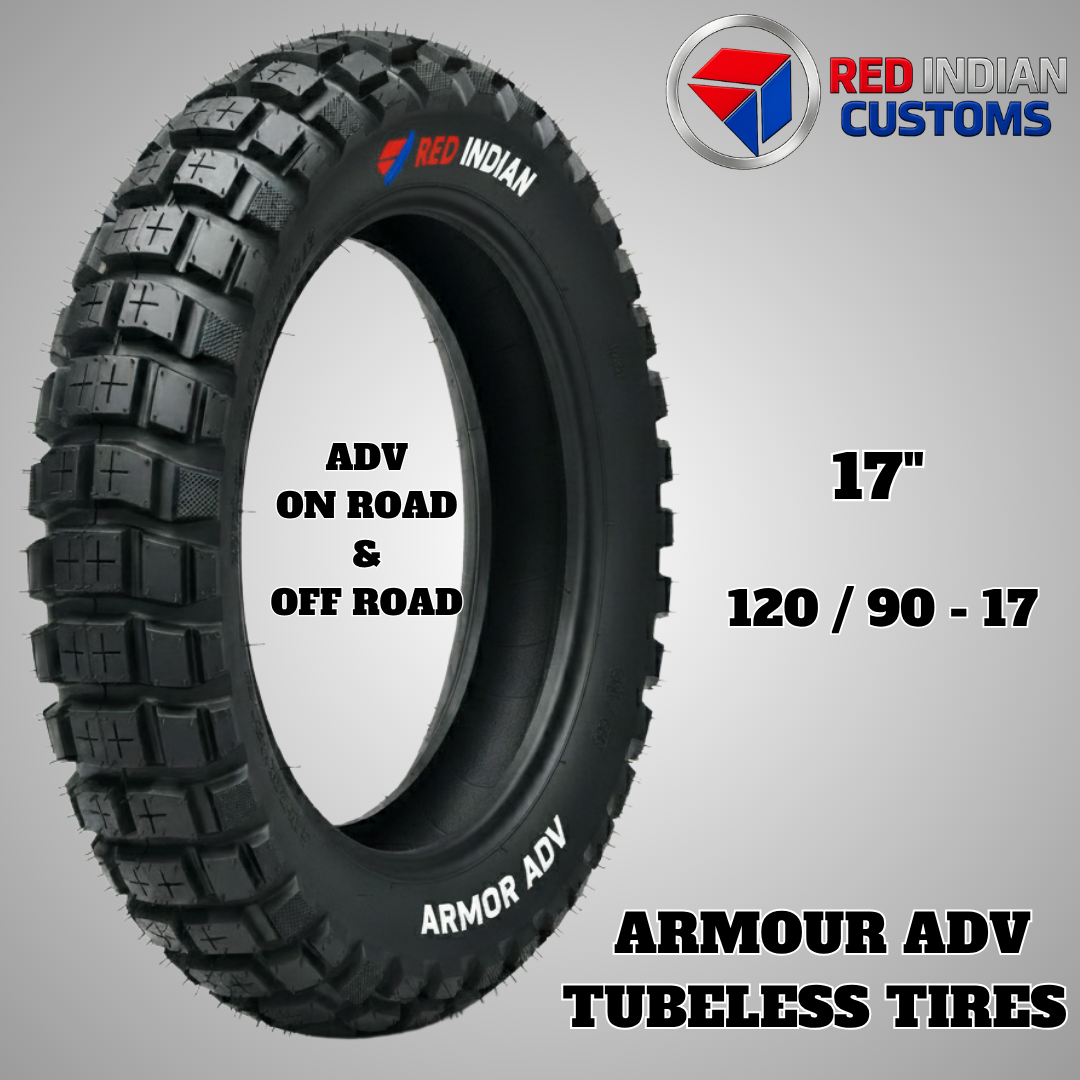 Dual Sport Motorcycle 17 Tubeless Tire Red Indian Armor ADV Series On & Off Road