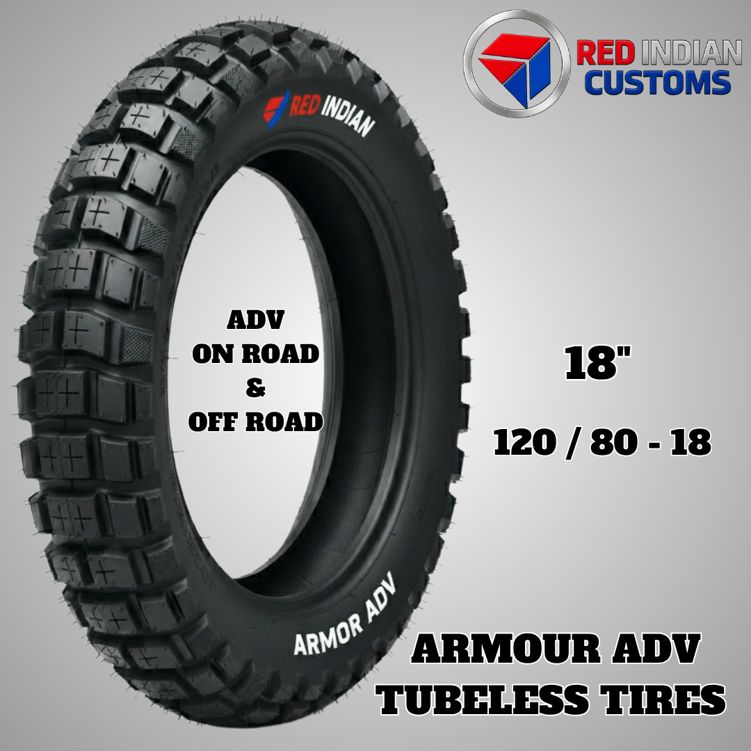 Dual Sport Motorcycle 17 Tubeless Tire Red Indian Armor ADV Series On & Off Road