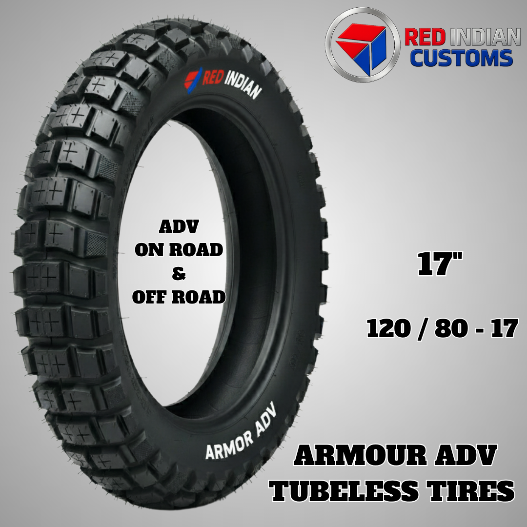 Dual Sport Motorcycle 17 Tubeless Tire Red Indian Armor ADV Series On & Off Road