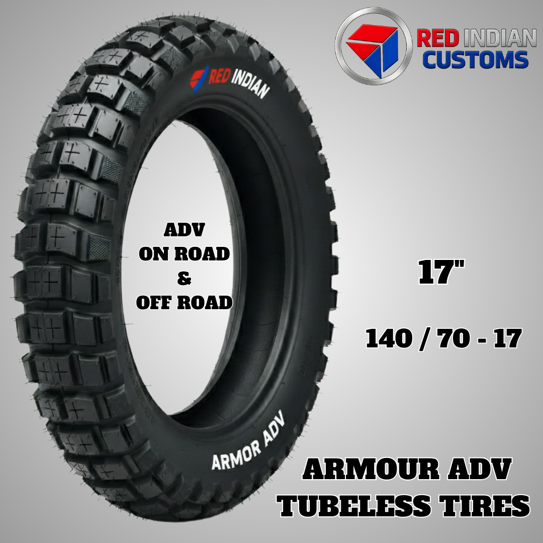 Dual Sport Motorcycle 17 Tubeless Tire Red Indian Armor ADV Series On & Off Road