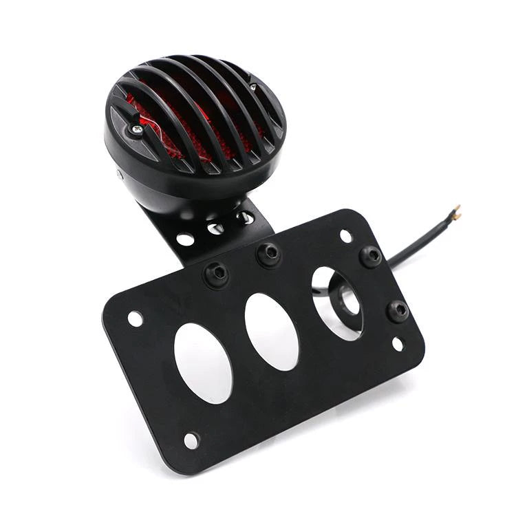 TL-5 Motorcycle Tail-Light Brake Light 12V Running Light Indicator - Black Shell w/ Red Halogen