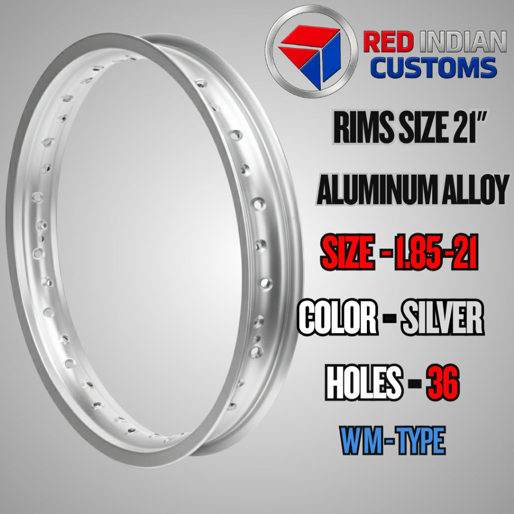RED INDIAN RIM 21" 36 HOLES 1.85 (INCH) PREMIUM QUALITY T6 ALUMINUM RIMS FOR CUSTOM BOBBERS