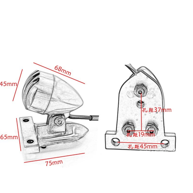 TL-1 LED Custom Matt Black Mini Prison Grill LED Stop /TailLight Universal Fit for Bobber Cafe Racer