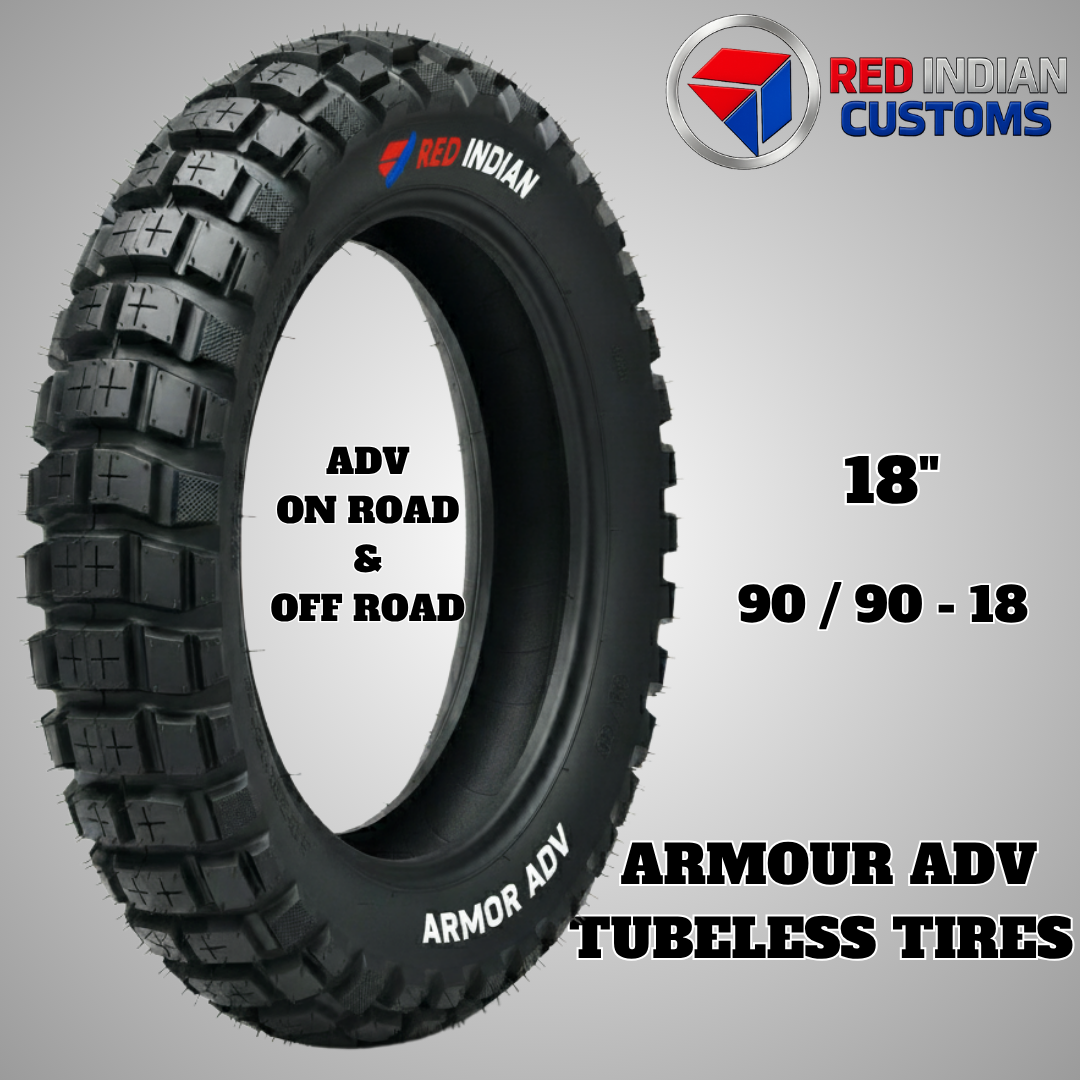 Dual Sport Motorcycle 17 Tubeless Tire Red Indian Armor ADV Series On & Off Road