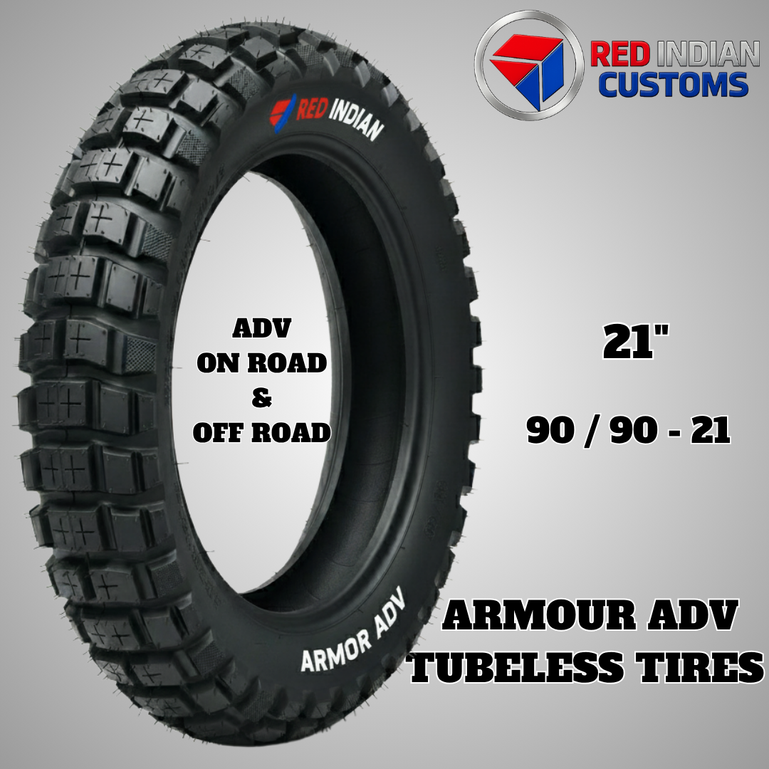 Dual Sport Motorcycle 17 Tubeless Tire Red Indian Armor ADV Series On & Off Road