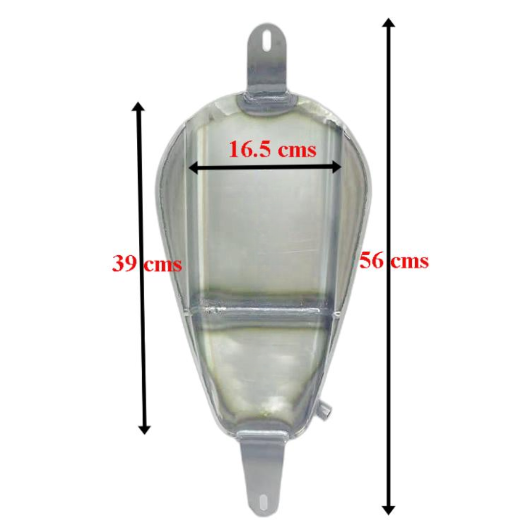 Measurement chart of a 9L Sportster Steed Gas Tank  with dimensions labeled in centimeters.