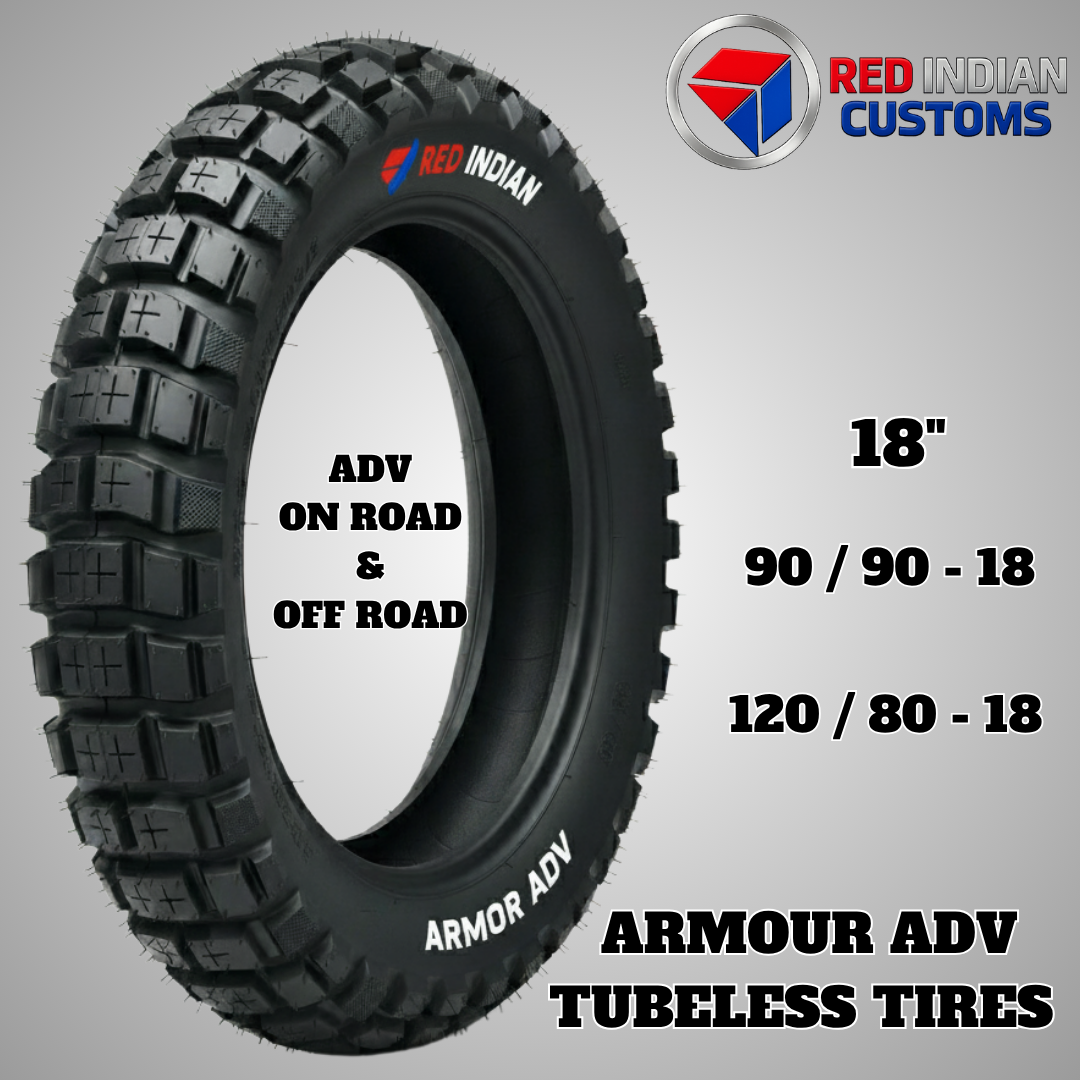 Dual Sport Motorcycle 17 Tubeless Tire Red Indian Armor ADV Series On & Off Road