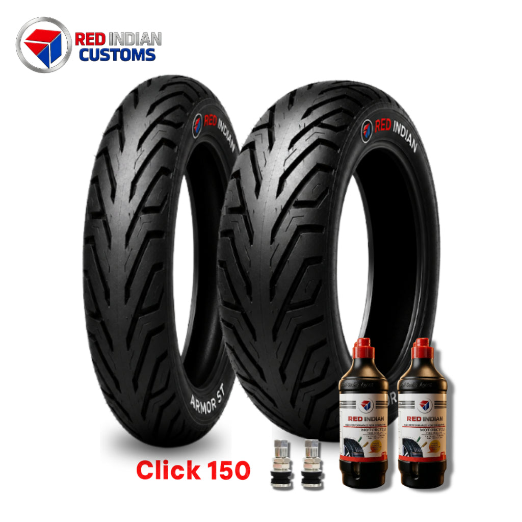 Red Indian Customs - Honda Click Tire Set for Honda CLick 150 Version, Armor ST tire only and below with freebies --- pito with detail specification.