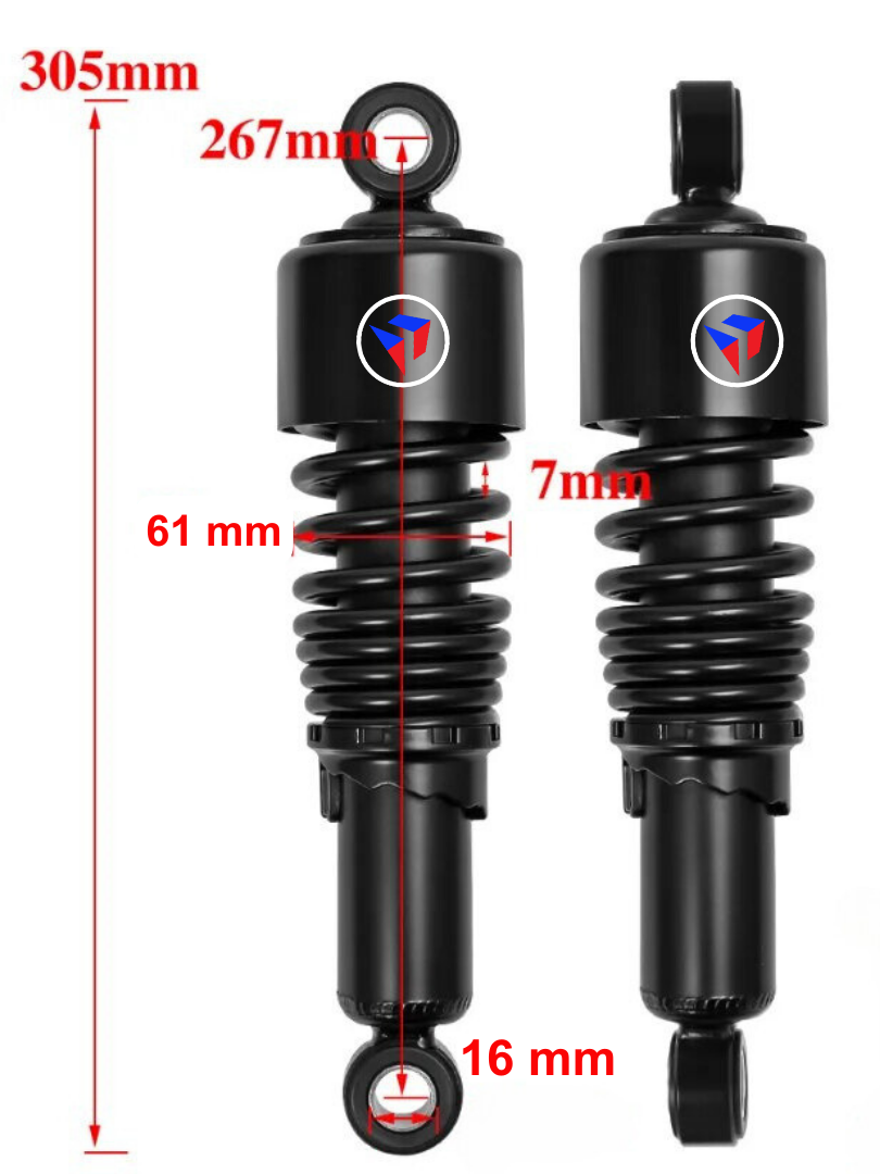 Motorcycle Rear Shock Absorbers | Lowering Kit | Adjustable Suspension Spring - (267mm 10.5-inch Rear Shock Absorber) Universal Aftermarket Custom Parts & Accessories