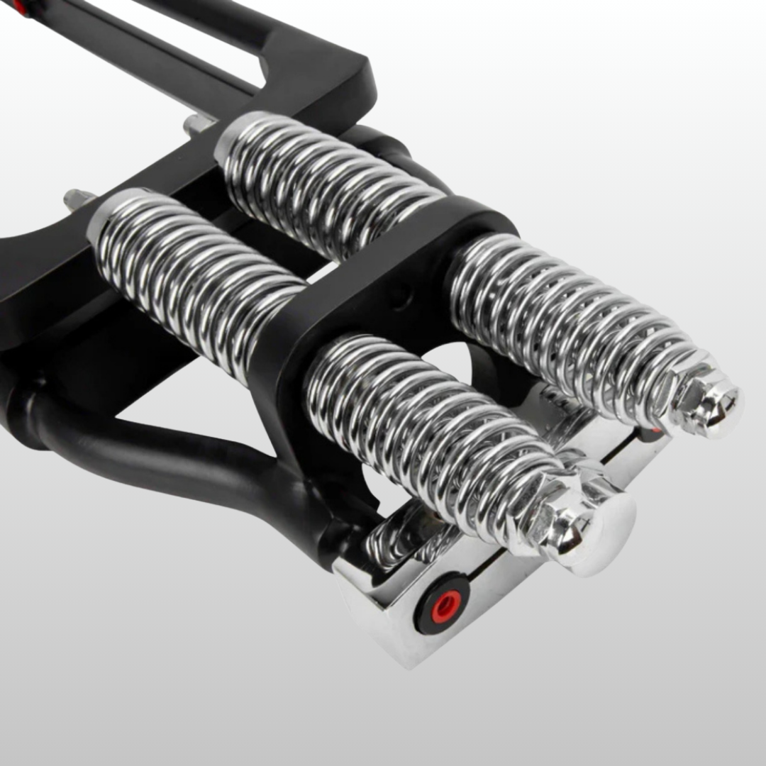 Red Indian Customs - SPRINGER FRONT END SUSPENSION FORKS with metallic springs on a light gray background