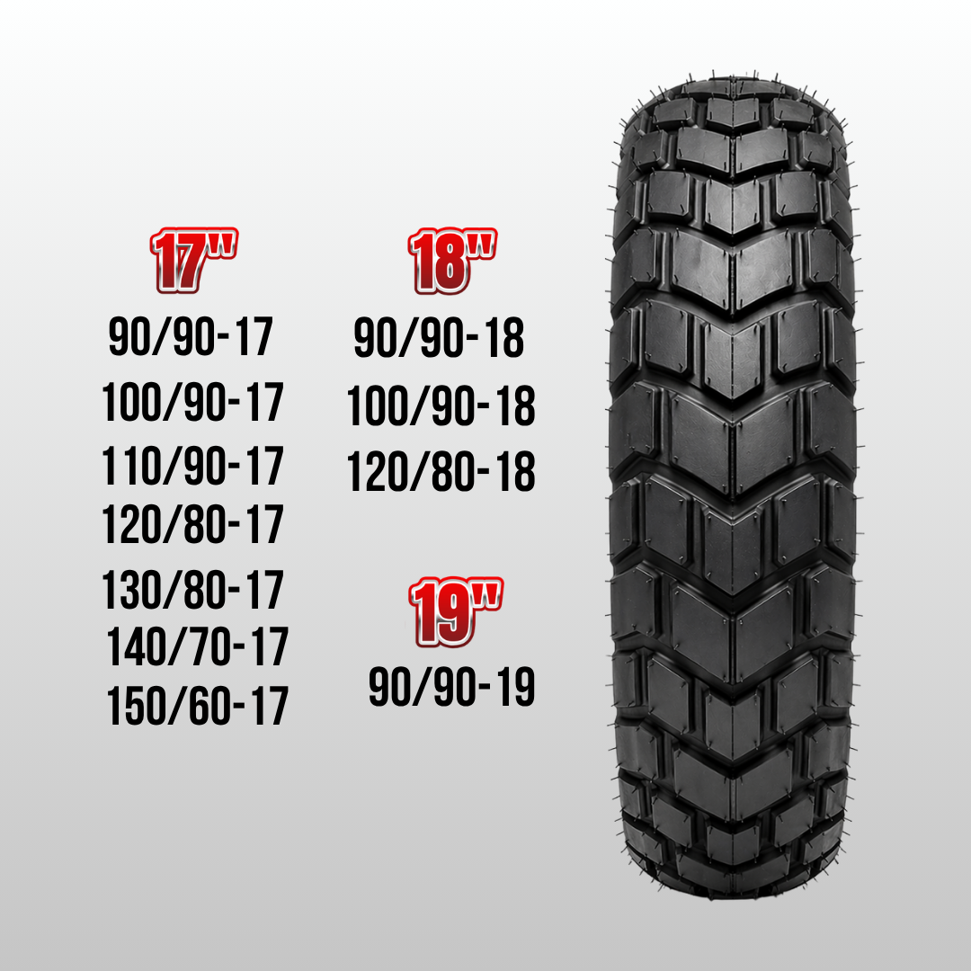 Tire with size specifications on a gray background
