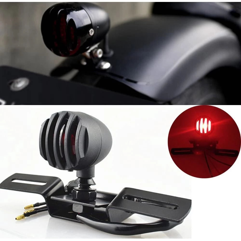 TL-1 LED Custom Matt Black Mini Prison Grill LED Stop /TailLight Universal Fit for Bobber Cafe Racer