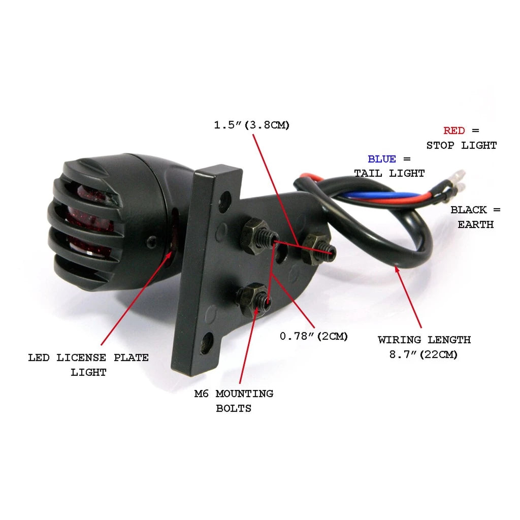 TL-1 LED Custom Matt Black Mini Prison Grill LED Stop /TailLight Universal Fit for Bobber Cafe Racer