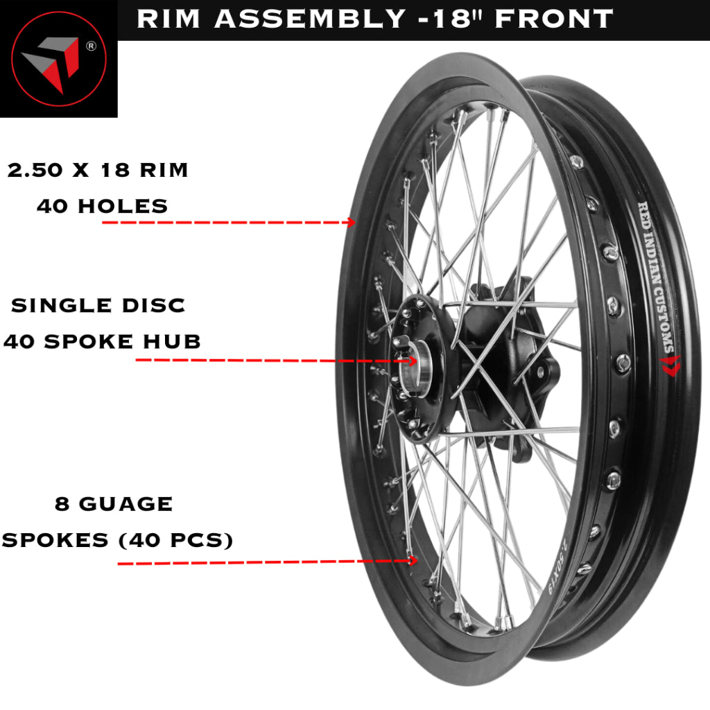 COMPLETE WHEEL ASSEMBLY FOR BOBBERS -REAR TIRE 6.50-15 & FRONT 4.00-18 OR 4.50-18 TIRES W/ RIMS, HUB