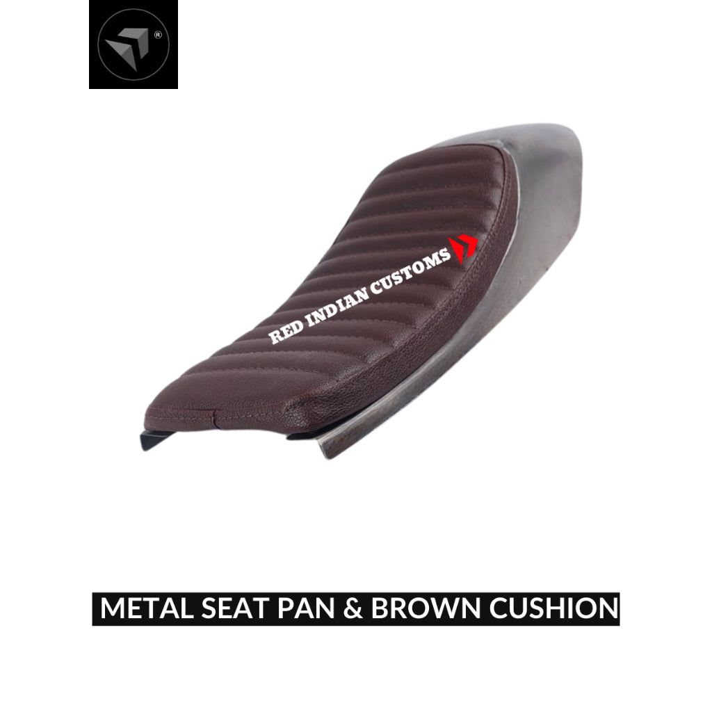 SEAT FOR MOTORCYCLE - STEEL SEAT PAN WITH SEAT BLACK OR BROWN CUSHION - FOR CAFE RACERS TRACERS