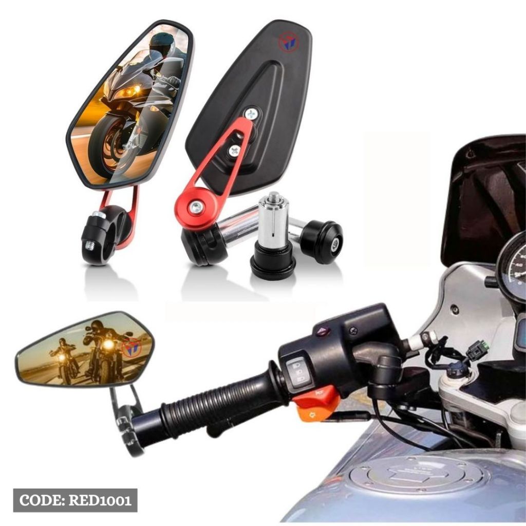 7/8" 22MM Motorcycle Handlebar Bar End Rear View Side Mirrors for Cafe Racer, Scooters, Dirt Bike