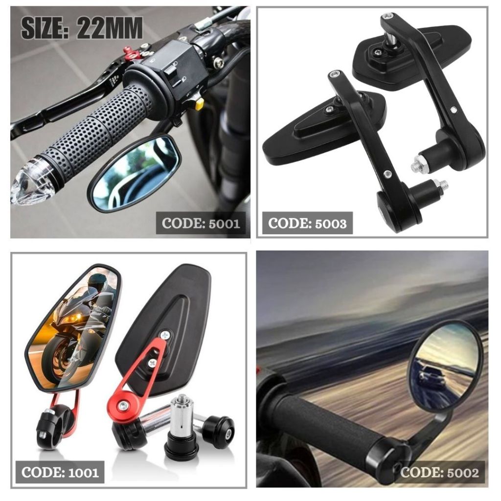 7/8" 22MM Motorcycle Handlebar Bar End Rear View Side Mirrors for Cafe Racer, Scooters, Dirt Bike