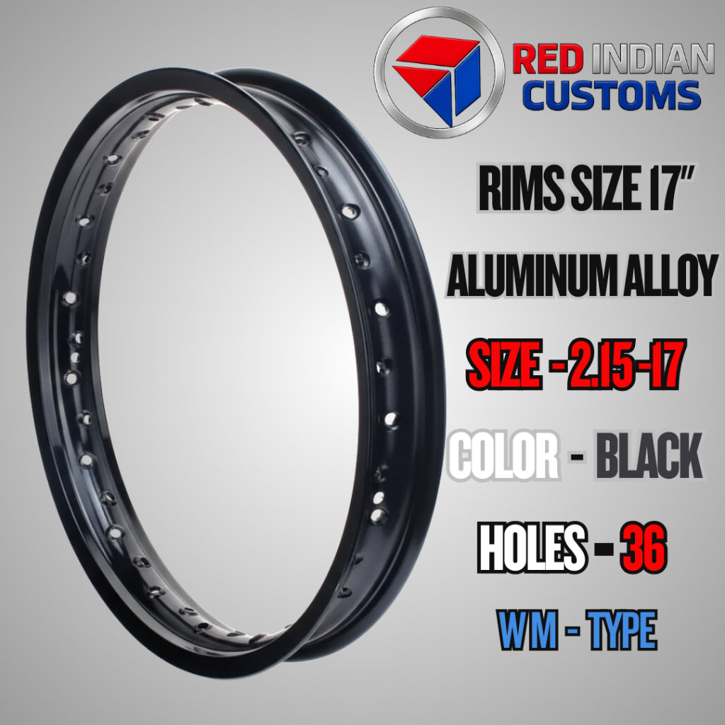 Aluminum Alloy Motorcycle Rims 17 -- 185 2.15 2.50 3.00 3.50 4.25 - Black Silver Gold - 32 36 40 Holes Type Red Indian
