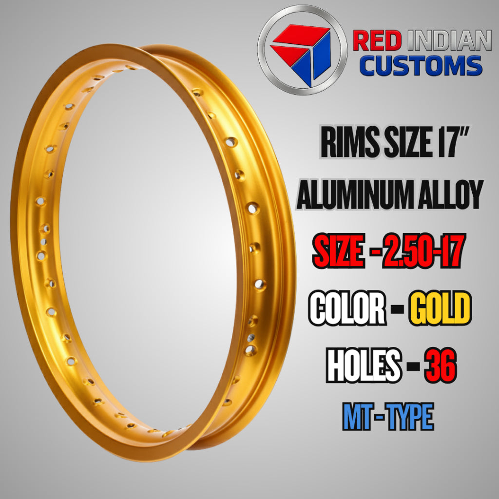 Aluminum Alloy Motorcycle Rims 17 -- 185 2.15 2.50 3.00 3.50 4.25 - Black Silver Gold - 32 36 40 Holes Type Red Indian