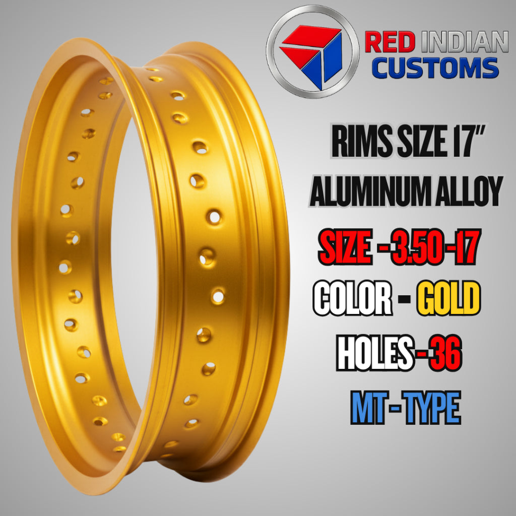 Aluminum Alloy Motorcycle Rims 17 -- 185 2.15 2.50 3.00 3.50 4.25 - Black Silver Gold - 32 36 40 Holes Type Red Indian