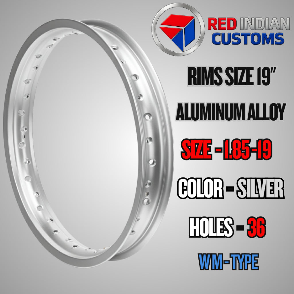 Aluminum Alloy Motorcycle Rims 19 Width -1.85 2.50 Black & Silver 36 & 40 Holes Red Indian