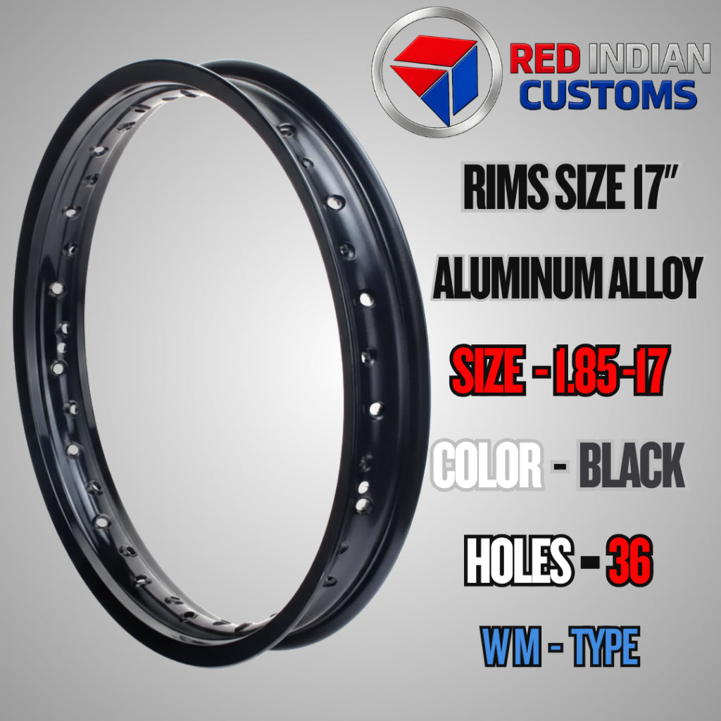 Aluminum Alloy Motorcycle Rims 17 -- 185 2.15 2.50 3.00 3.50 4.25 - Black Silver Gold - 32 36 40 Holes Type Red Indian