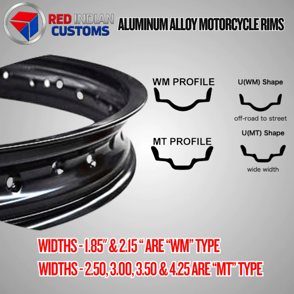 Aluminum Alloy Motorcycle Rims 18 Width -2.50 3.00 3.50 Black & Silver - 36 & 40 Holes Red Indian
