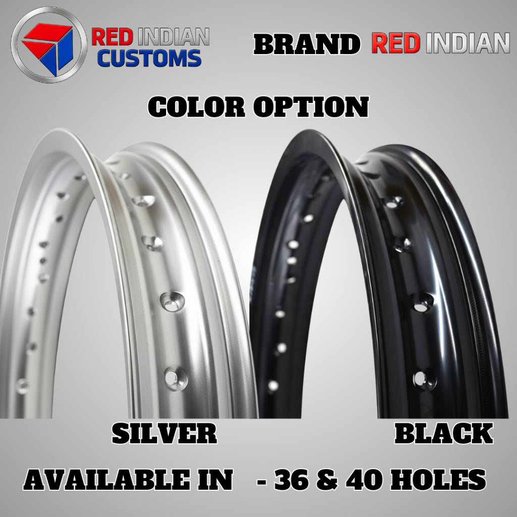 Aluminum Alloy Motorcycle Rims 19 Width -1.85 2.50 Black & Silver 36 & 40 Holes Red Indian