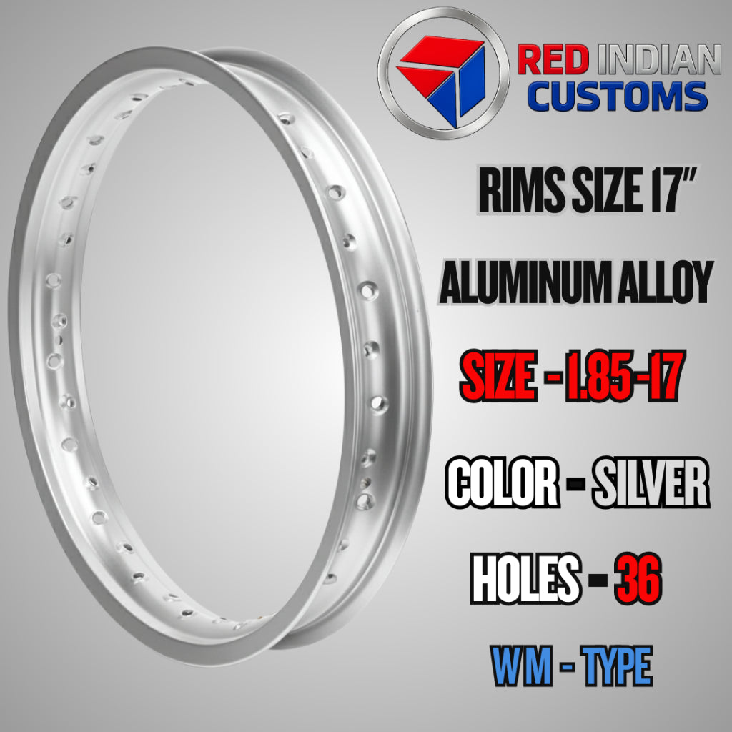 Aluminum Alloy Motorcycle Rims 17 -- 185 2.15 2.50 3.00 3.50 4.25 - Black Silver Gold - 32 36 40 Holes Type Red Indian