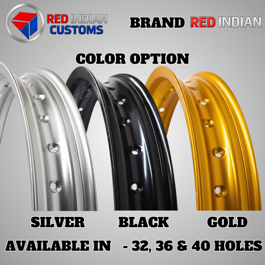 Aluminum Alloy Motorcycle Rims 17 -- 185 2.15 2.50 3.00 3.50 4.25 - Black Silver Gold - 32 36 40 Holes Type Red Indian