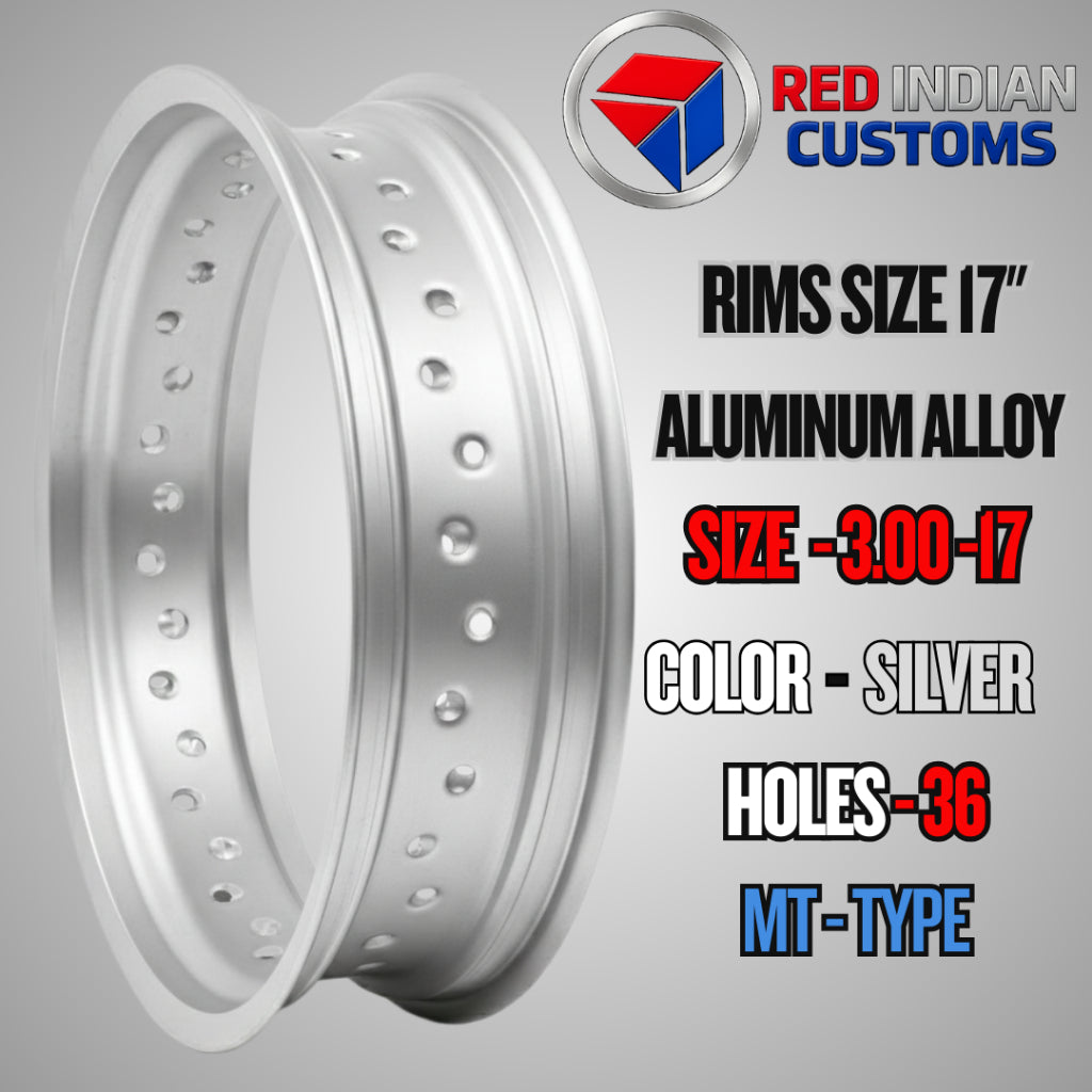 Aluminum Alloy Motorcycle Rims 17 -- 185 2.15 2.50 3.00 3.50 4.25 - Black Silver Gold - 32 36 40 Holes Type Red Indian