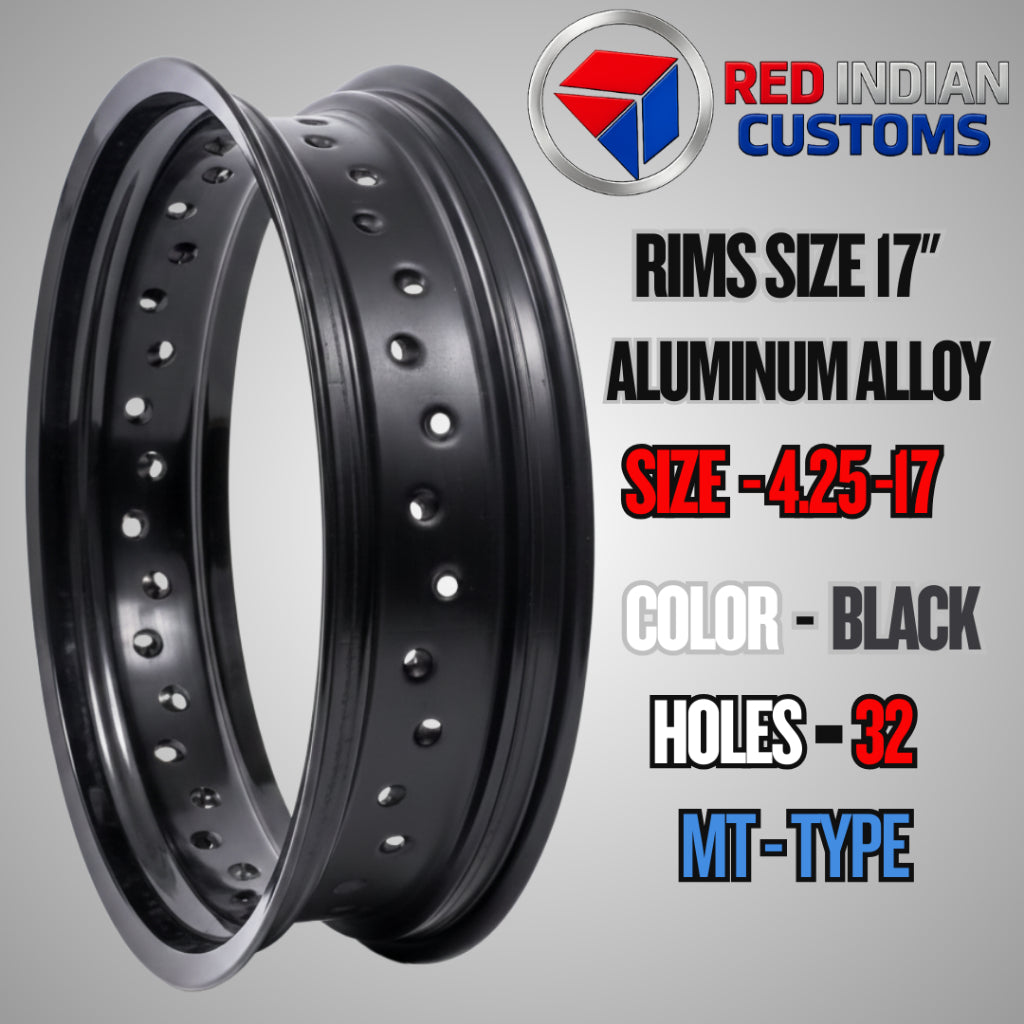 Aluminum Alloy Motorcycle Rims 17 -- 185 2.15 2.50 3.00 3.50 4.25 - Black Silver Gold - 32 36 40 Holes Type Red Indian