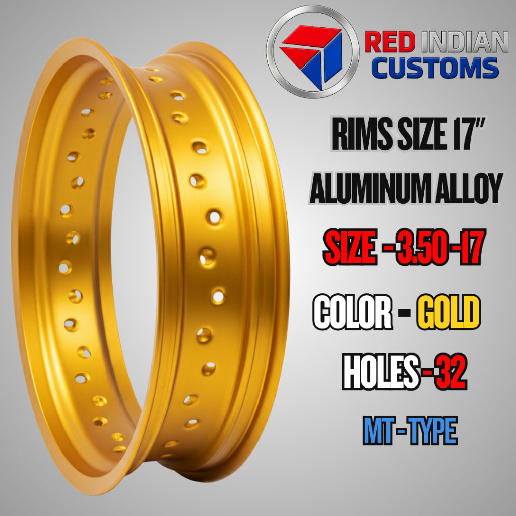 Aluminum Alloy Motorcycle Rims 17 -- 185 2.15 2.50 3.00 3.50 4.25 - Black Silver Gold - 32 36 40 Holes Type Red Indian