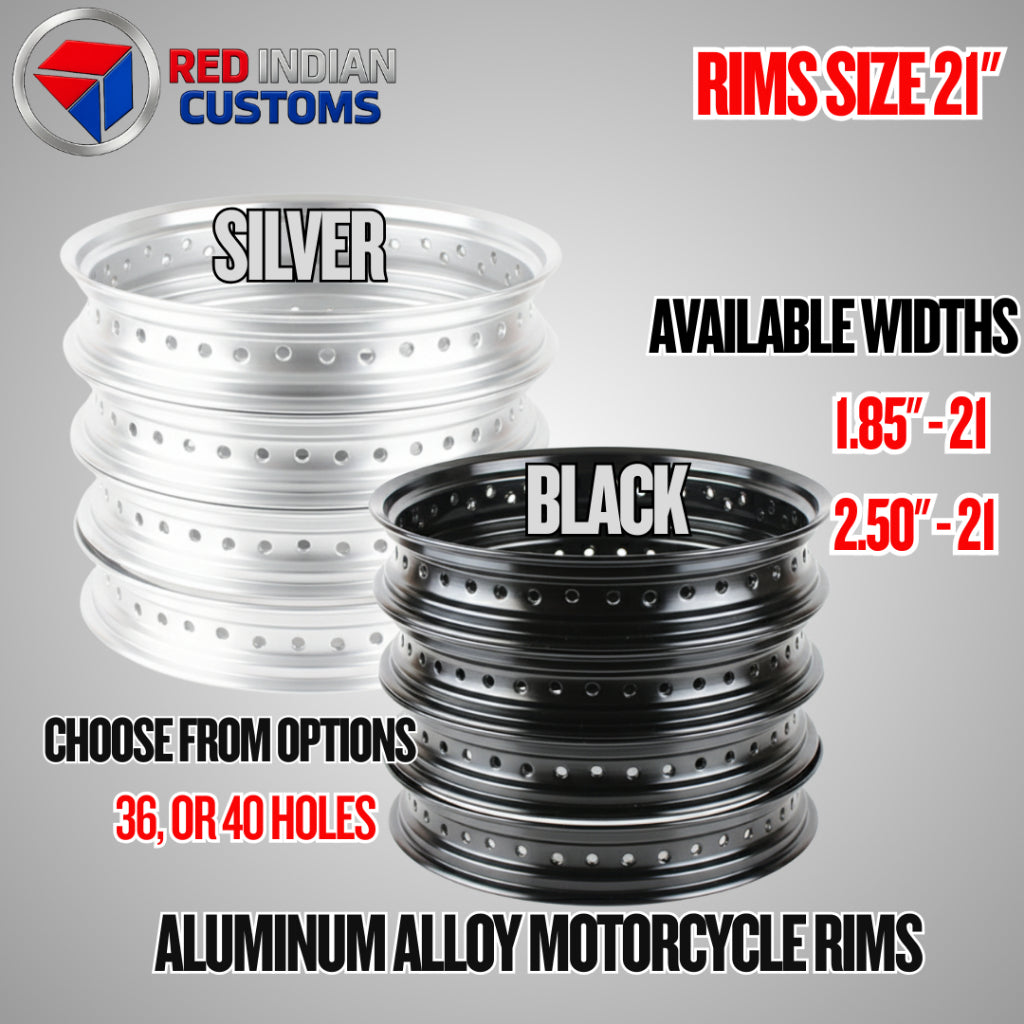 RED INDIAN RIM 21" 36 HOLES 1.85 (INCH) PREMIUM QUALITY T6 ALUMINUM RIMS FOR CUSTOM BOBBERS