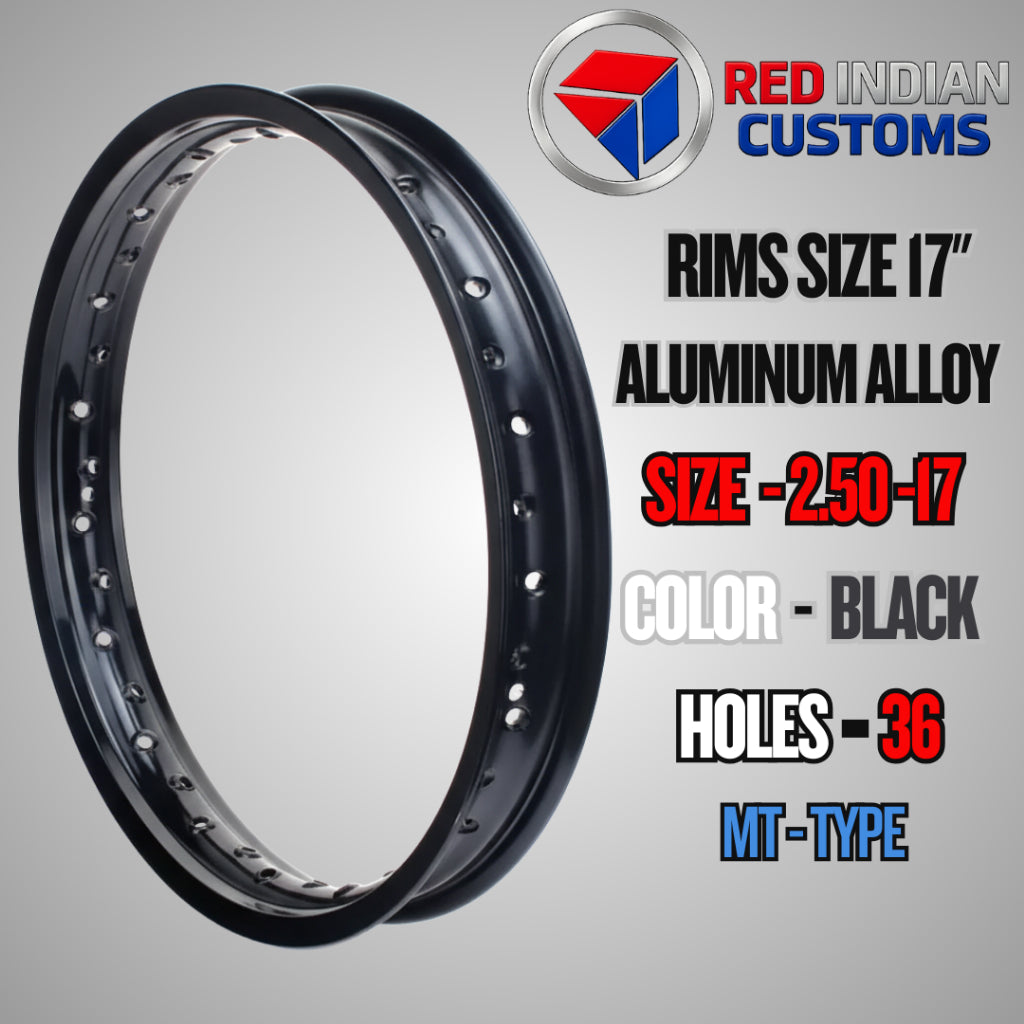 Aluminum Alloy Motorcycle Rims 17 -- 185 2.15 2.50 3.00 3.50 4.25 - Black Silver Gold - 32 36 40 Holes Type Red Indian