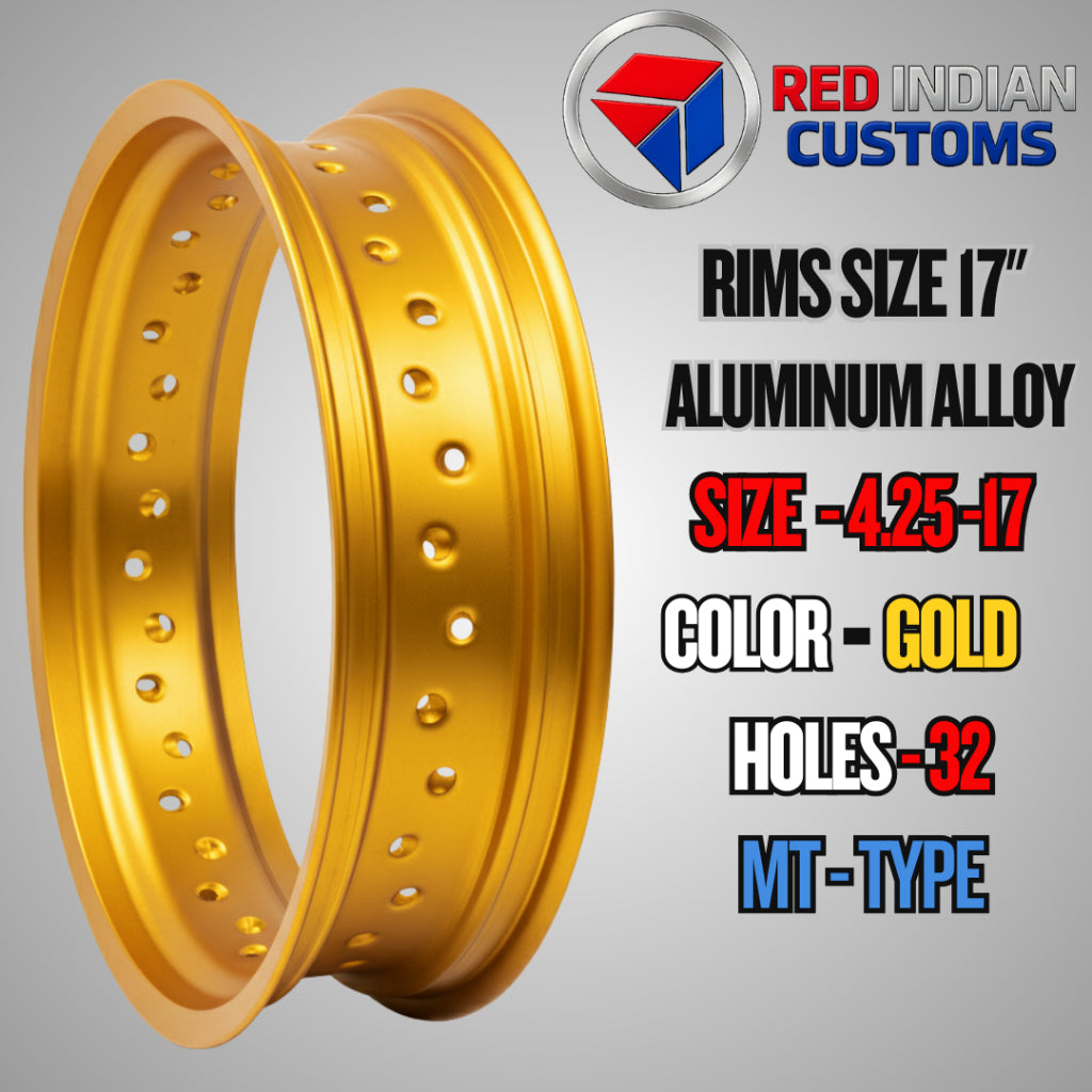 Aluminum Alloy Motorcycle Rims 17 -- 185 2.15 2.50 3.00 3.50 4.25 - Black Silver Gold - 32 36 40 Holes Type Red Indian