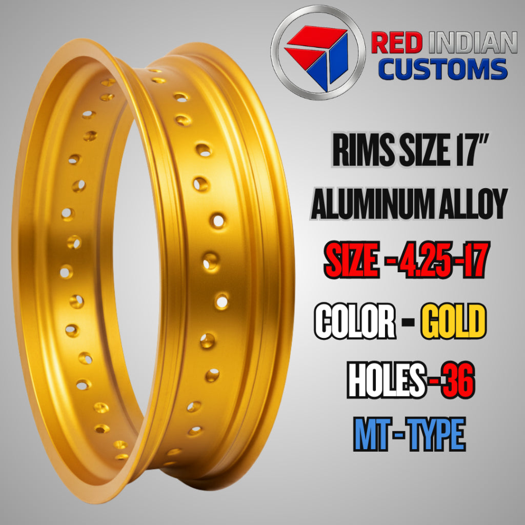 Aluminum Alloy Motorcycle Rims 17 -- 185 2.15 2.50 3.00 3.50 4.25 - Black Silver Gold - 32 36 40 Holes Type Red Indian